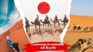 Escursione in cammello nel deserto di Merzouga l'esperienza di un viaggio a dorso di cammello e il pernottamento in un campo nel deserto.